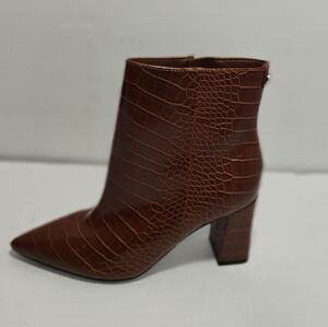NINE WEST Women's Cacey 9x9 Boots Size 6M Brown Croc Pointy Toe NEW $129